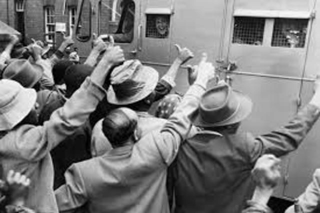 Mandela is arrested and sentenced to five years in prison for incitement and leaving the country illegally.