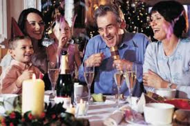 Celebración familiar de Año Nuevo
