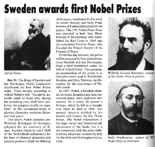 First Nobel Prizes awarded