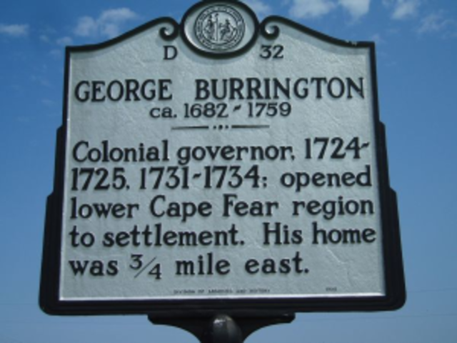 George Burrington becomes the first royal governor of North Carolina.