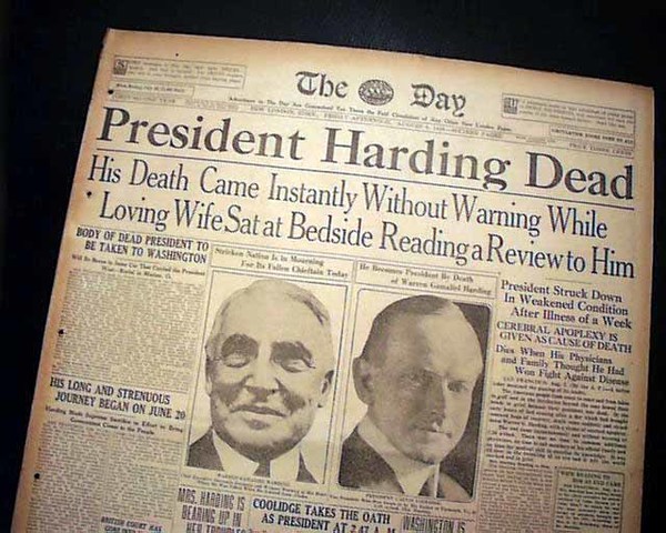 Warren G Harding dies