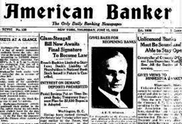 Banking Act of 1933(Glass- Steagall Act)