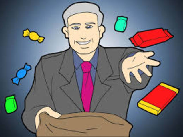 Es regnete Bonbons, Kaugummis, und Lutscher.