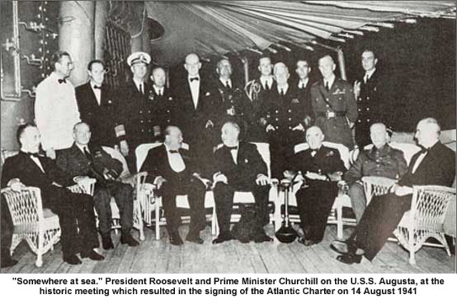 Roosevelt and Churchill sign Atlantic Charter