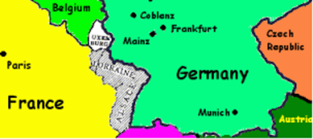 France loses Alsace & Loraine to Germany