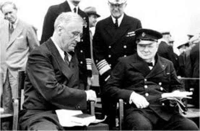 Roosevelt and churchill sign the Atlantic Charter