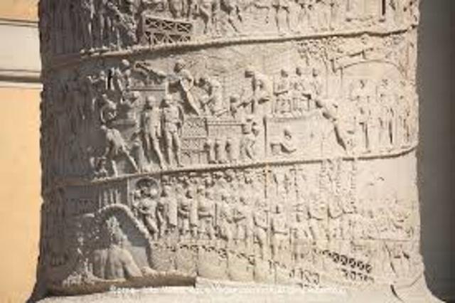 Historia, columna tallada Rey Trajano 100 D.C. Rumania,