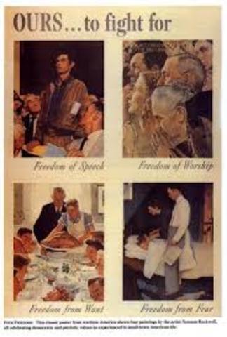 President Roosevelt delivers his Four Freedoms speech.