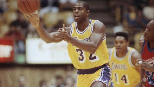 Magic Johnson plays his first NBA game