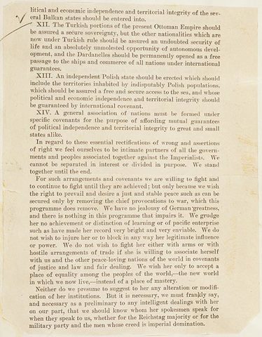 Fourteen Points proposed