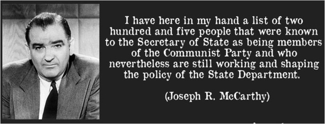 Joseph McCarthy anklagar mediefolk å vere spionar