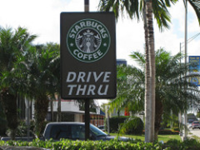 Starbucks opens their first drive thru