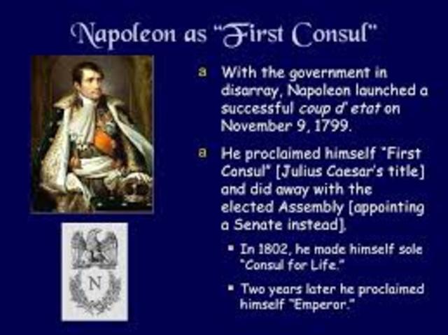 Napoleon becomes the head of the state, establishes consulate