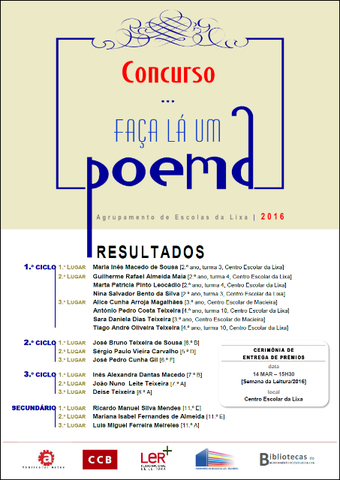 Concurso "Faça lá um poema" - cerimónia de entrega de prémios