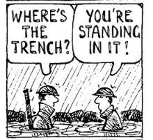 Trench warfare begins