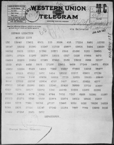Zimmerman Telegram to Mexico