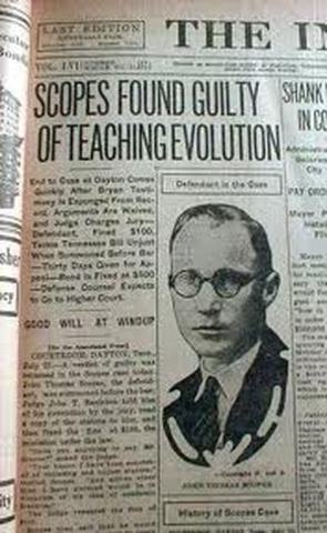 John Scopes Trial 	http://www.history.com/this-day-in-history/monkey-trial-begins