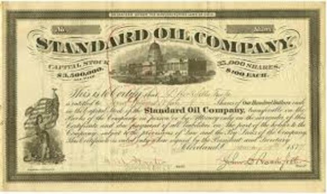 John D Rockefeller creates Standard Oil in Ohio