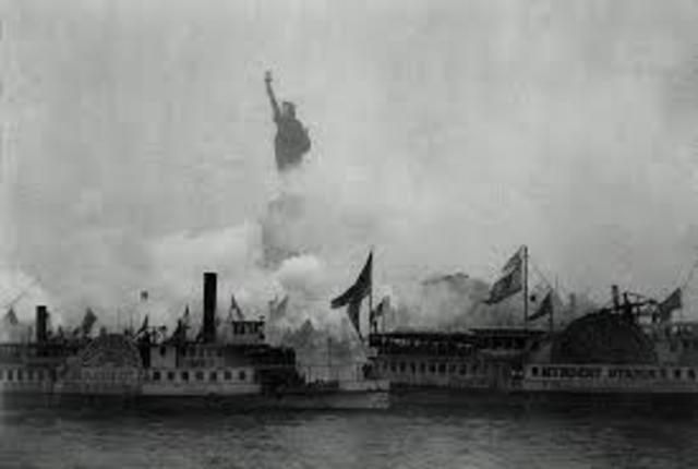 The Statue of Liberty is unveiled
