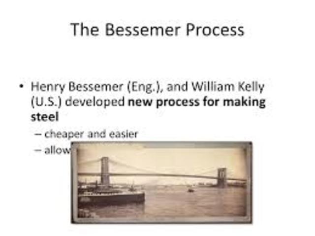 William Kelly and Henry Bessemer discover a way to process iron ore into steel