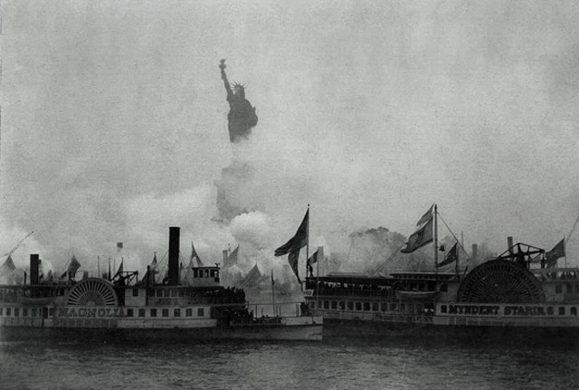 The Statue of Liberty is unveiled.