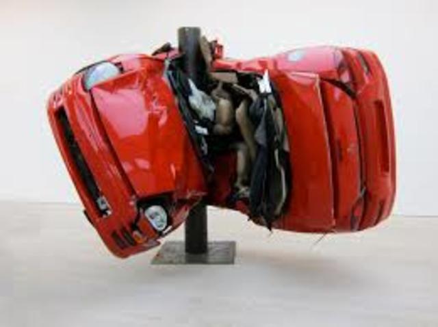 some one drives thier car throu thier garage door