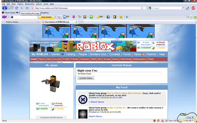 Started playing "ROBLOX"
