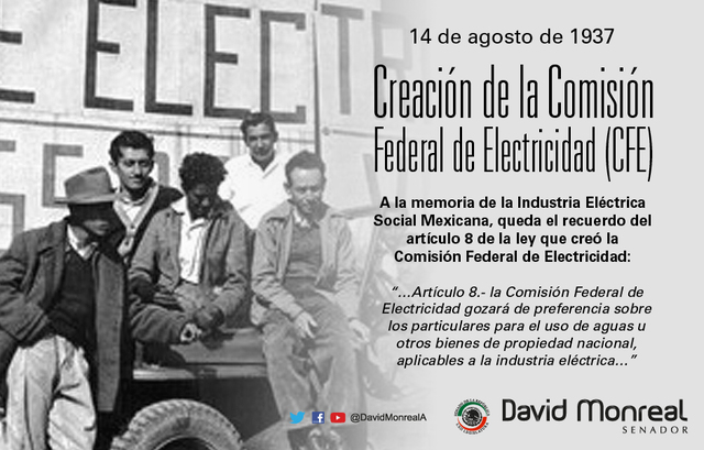 SE CREA LA COMISIÓN FEDERAL DE ELECTRICIDAD