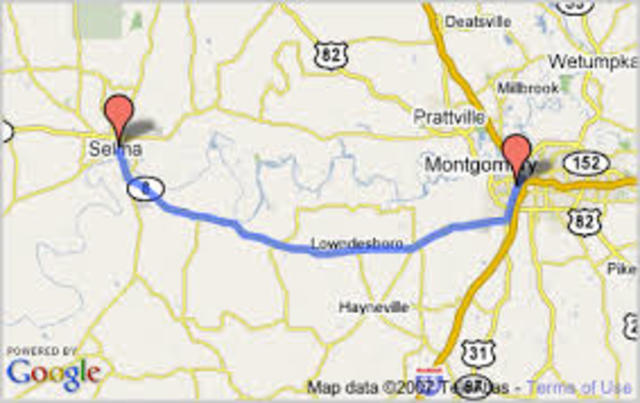Map of Selma to Montgomery March