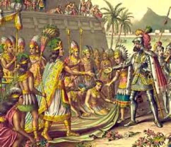 Hernan Cortes fue recivido por el emperador Moctezuma.