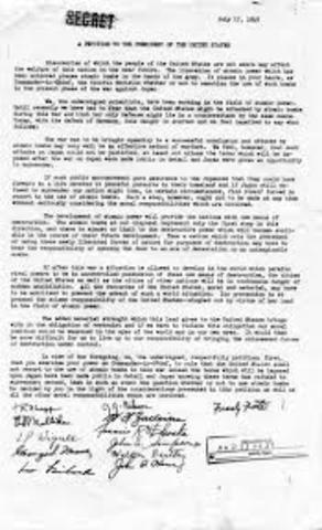 Leo Szilard begins a petition to get President Truman to call off using the atomic bomb in Japan.