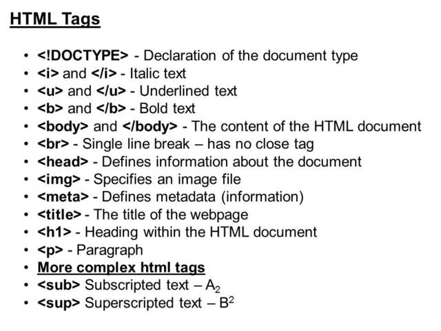 HTML Tags