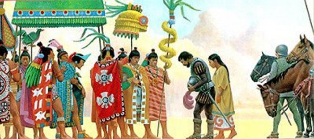 Hernan Cortez y el emperador Moctezuma