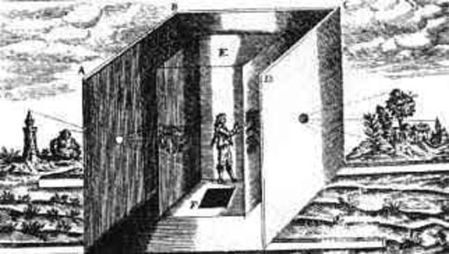 384-322 a.C. A primeira delas foi a câmara escura, em que a sua descoberta é atribuída ao filósofo Aristóteles .