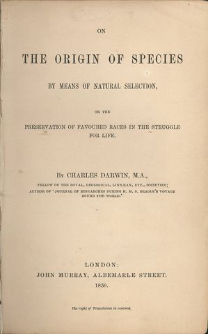 Charles Darwin publishes “Origin of a Species”
