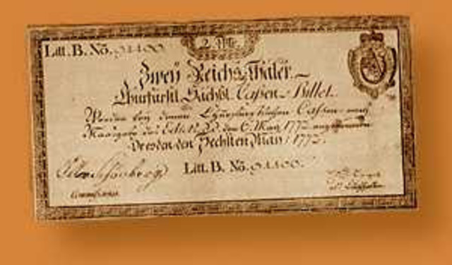 Paper money finally come to Europe in the early 17th century