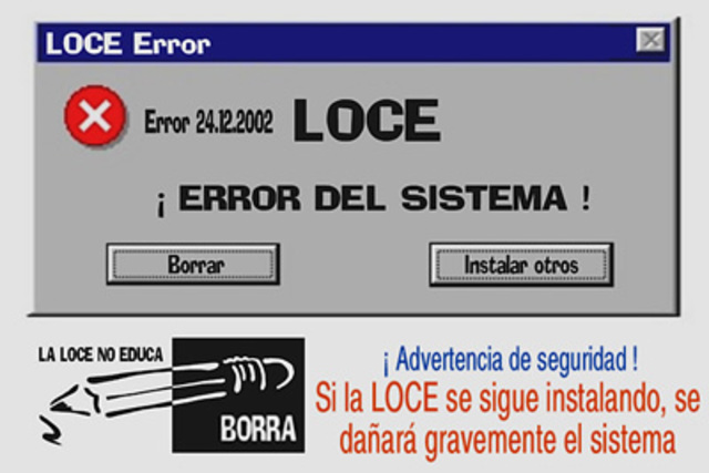 La LOCE. 2002. (PP). LA ÚNICA LEY DEL PP... NUNCA LLEGÓ A APLICARSE