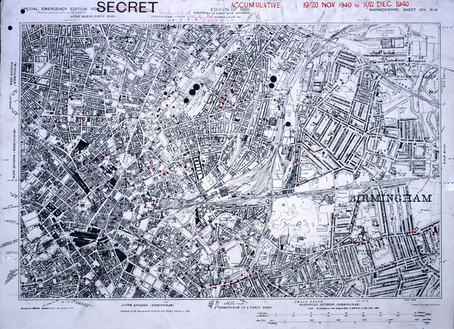 Map of the bombing of birmingham