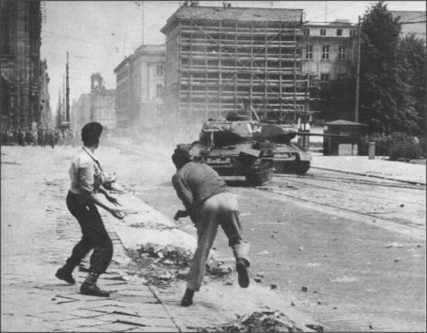 Soviet occupation troops brutally suppress the Uprising