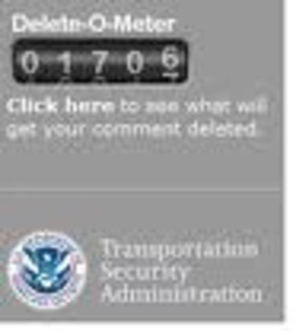 Transportation Security Administration's blog "Delete-o-Meter" publicly shows number of deleted posts