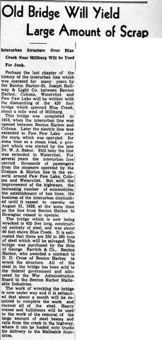 Interurban bridge scrapped