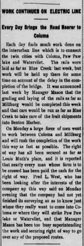 Interurban getting close to Coloma