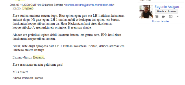 Eugenioren feedbacka