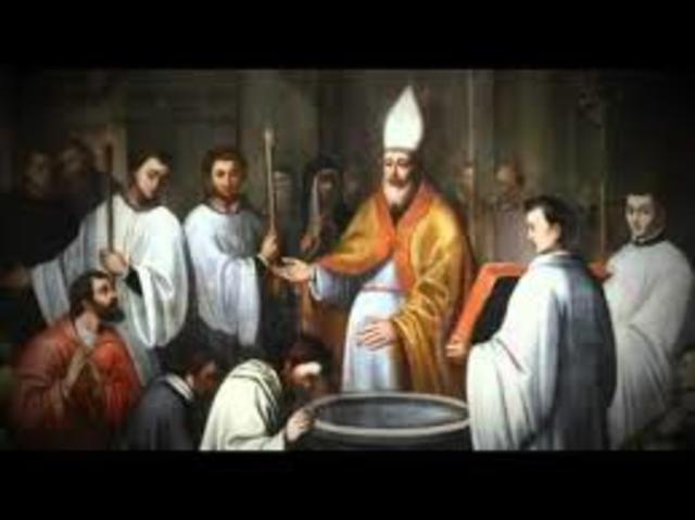 San Agustín es bautizado.