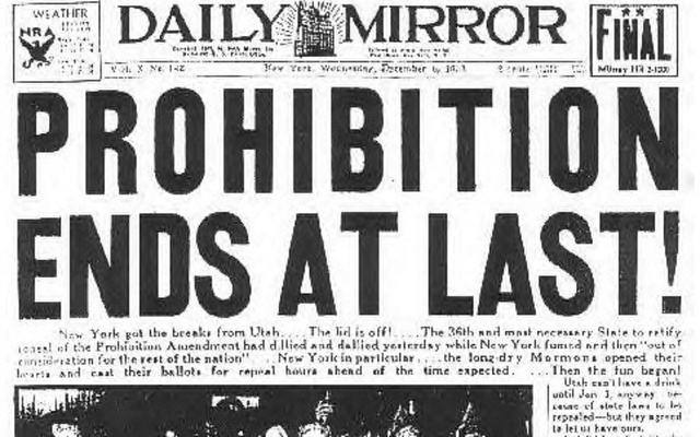 Prohibition ends