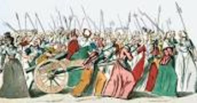 Women were inspired by Mary Wollstonecraft, angrily marched to Versailles armed with pitchforks, pikes, and muskets: whilst repeatedly chanting for bread (Cranston).