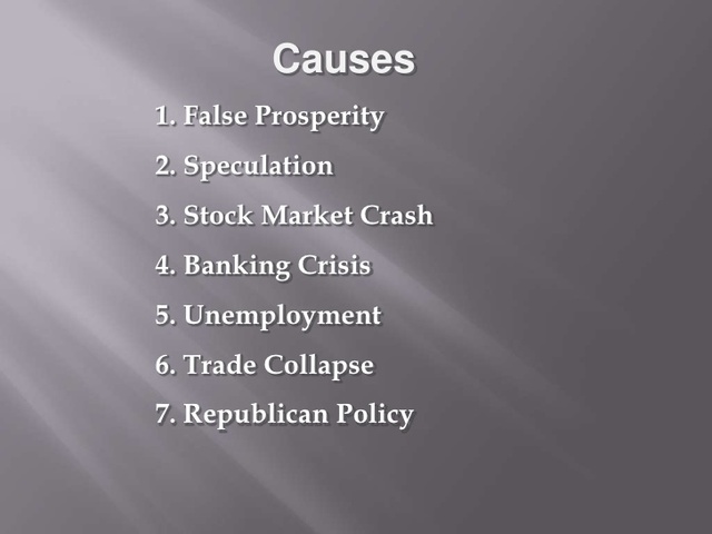 Some Of The Causes Of The Great Deppression