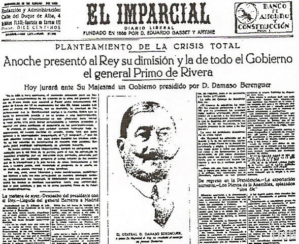 Dimisión de Primo de Rivera.