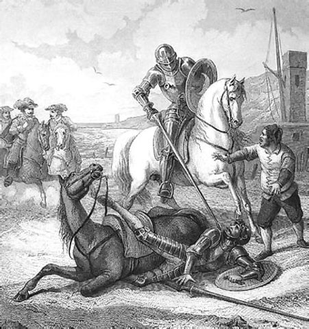 Enfrentamiento entre Don Quijote y el Caballero de la Blanca Luna