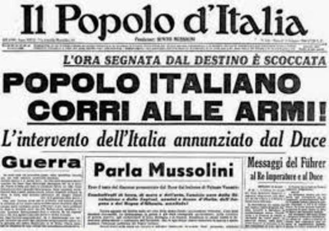 inizio seconda guerra mondiale per l'Italia